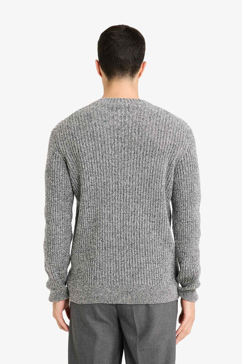 DeFacto Grey Man Standard Fit Crew Neck Knitwear Pullover Casual - Image 4